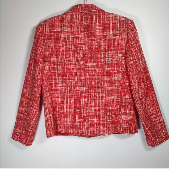 Vintage Silk Jones New York Red Tweed Blazer 8 Classic Preppy Chic Career Office - Picture 4 of 6